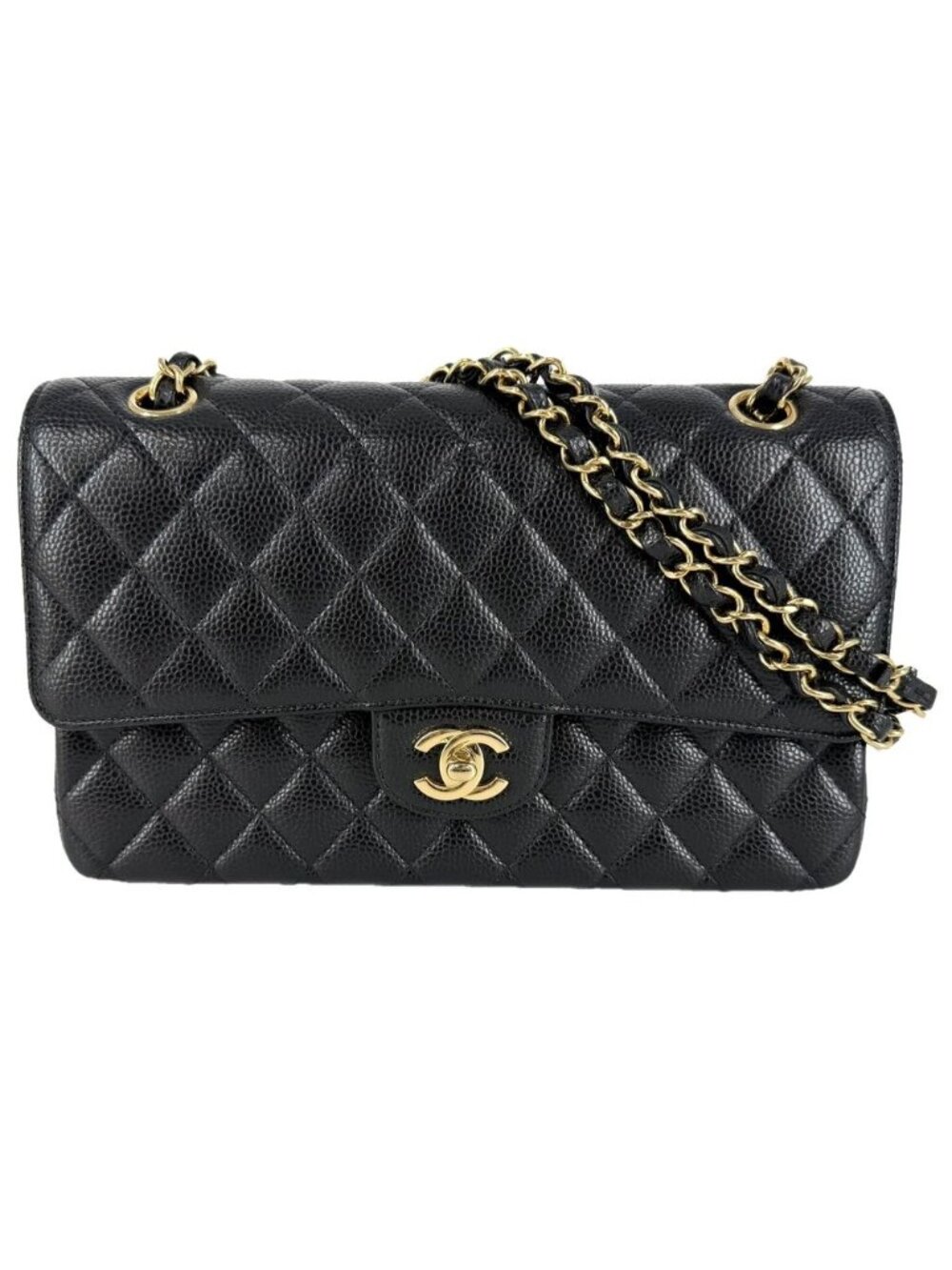 Chanel Shoulder Bag Quilted 25 Double Chain Flap Crossbody CC Logo Turnlock